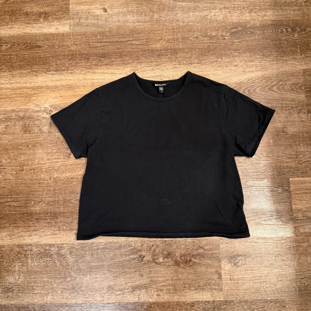 Athleta Black Crewneck Boxy Short Sleeve Tee - Women's Top